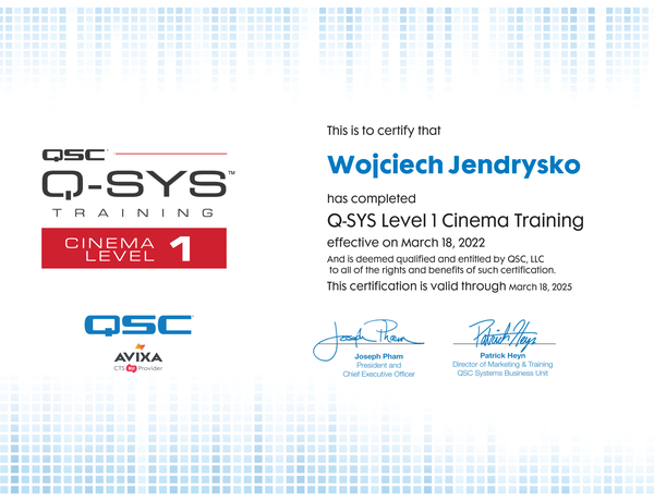 Q-SYS Cinema Level 1